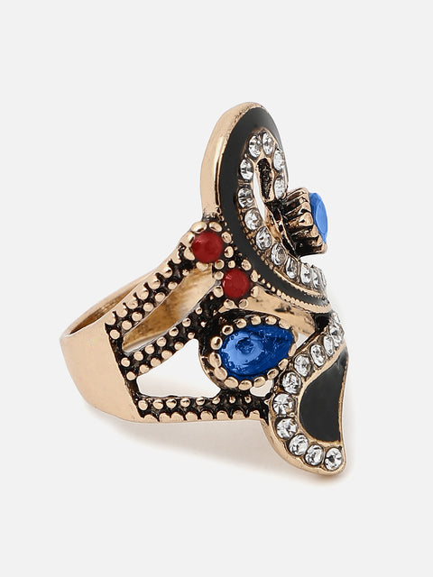 GOLD PLATED DESIGNER STONE RING