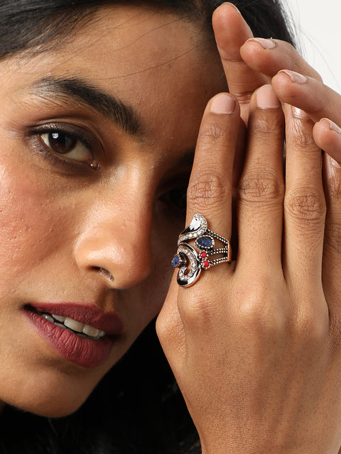 GOLD PLATED DESIGNER STONE RING