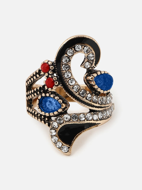 GOLD PLATED DESIGNER STONE RING