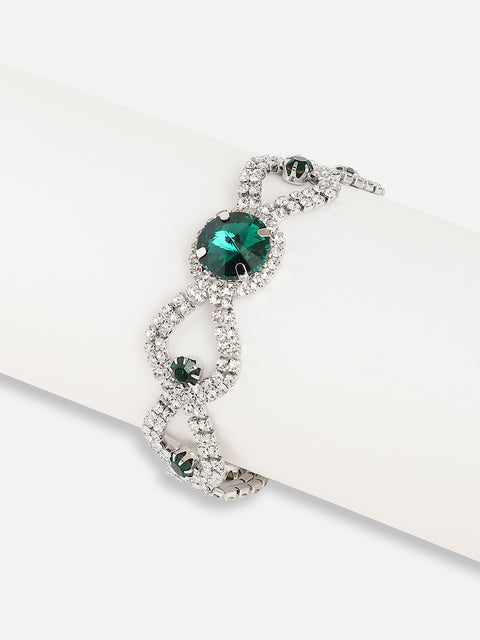 Silver Plated Designer Stone Party Bracelet For Women