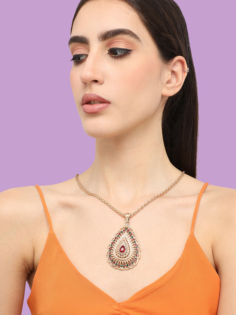 Gold Plated Designer Stone Party Necklace For Women