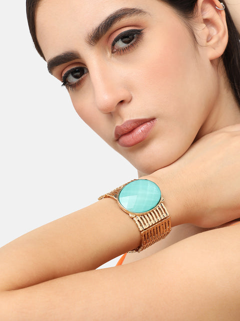 Gold Plated Designer Stone Party Bracelet For Women
