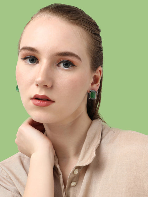 SILVER PLATED DESIGNER STONE STUD