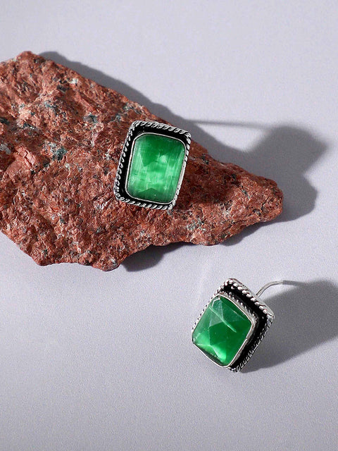 SILVER PLATED DESIGNER STONE STUD