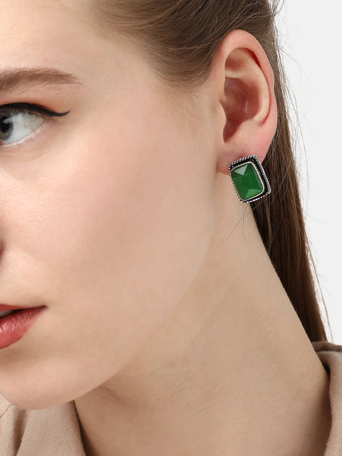 SILVER PLATED DESIGNER STONE STUD