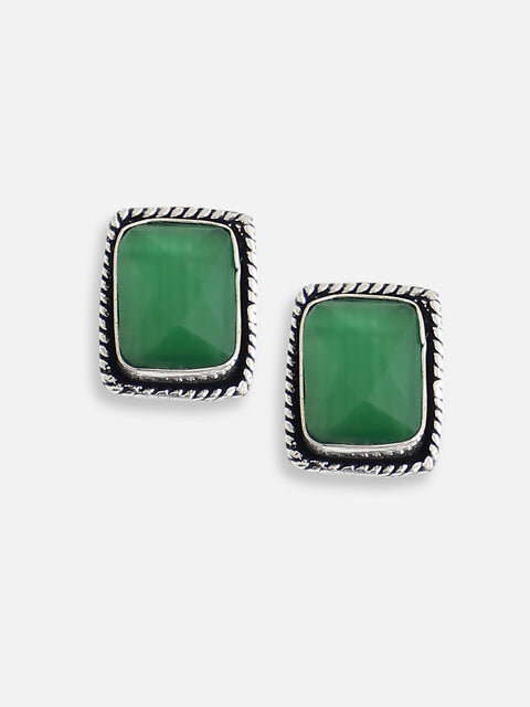 SILVER PLATED DESIGNER STONE STUD