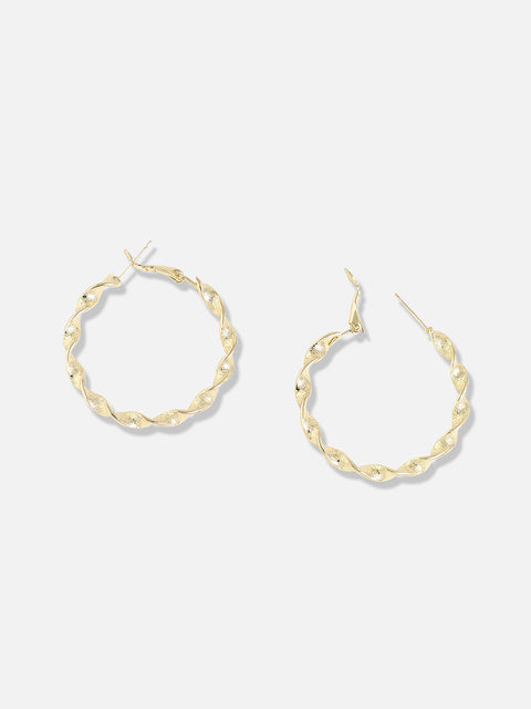 Gold Plated Designer Stone Casual Hoop Earring