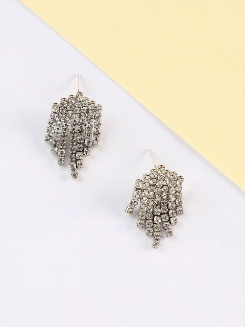 Silver Plated Designer Stone Casual Drop Earring