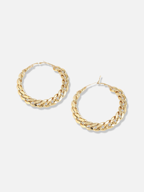 Gold Plated Designer Stone Casual Hoop Earring