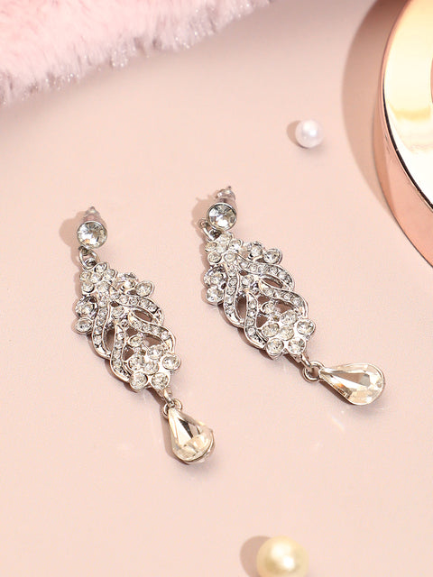 Silver Plated Designer Stone Party Drop Earring