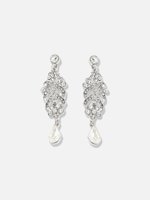Silver Plated Designer Stone Party Drop Earring