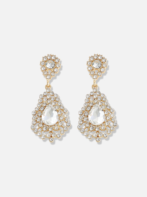 Gold Plated Designer Stone Party Drop Earring