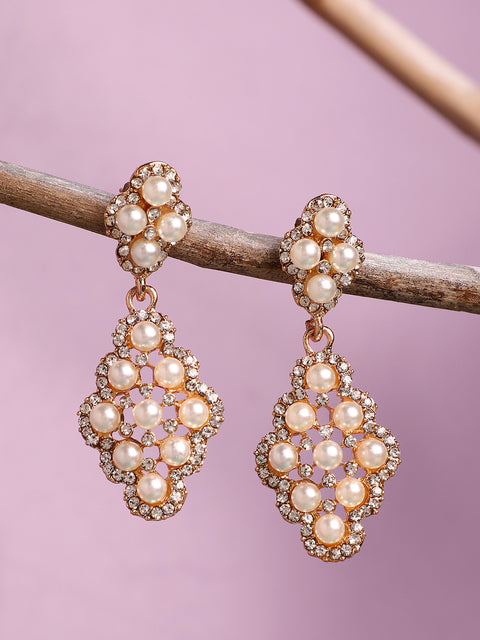 Gold Plated Designer Stone Party Drop Earring