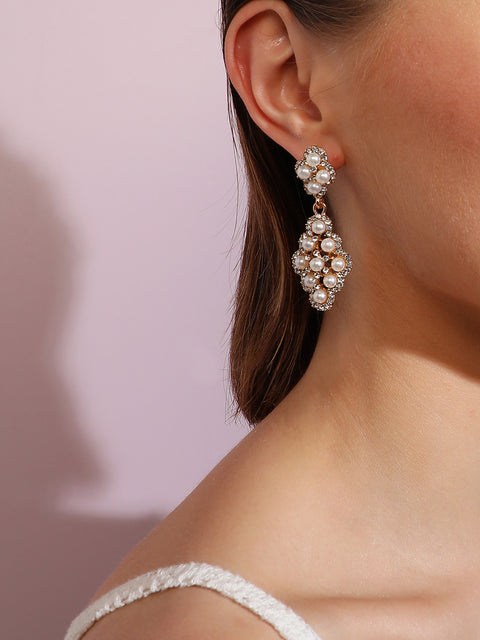 Gold Plated Designer Stone Party Drop Earring