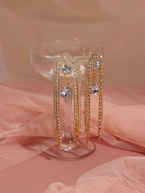 Gold Plated Designer Stone Party Drop Earring