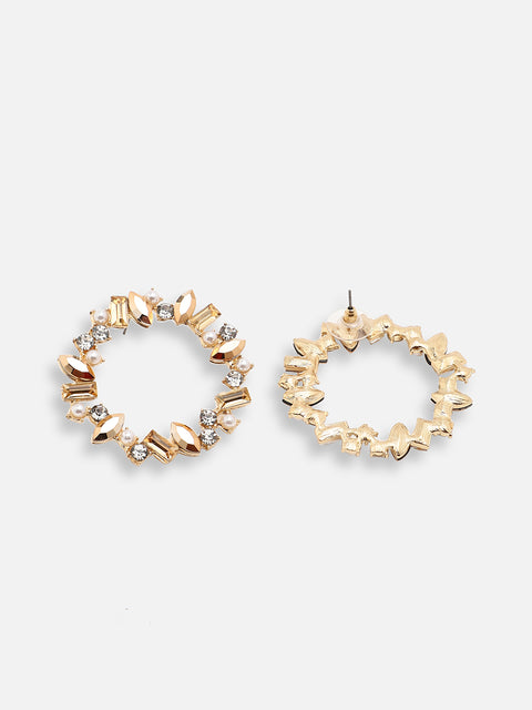 GOLD PLATED PARTY DESIGNER STONE STUD FOR WOMEN