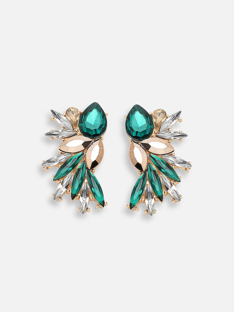 GOLD PLATED PARTY DESIGNER STONE DROP EARRING FOR WOMEN