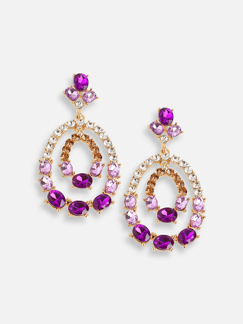 Purple Rhine Drop Earrings
