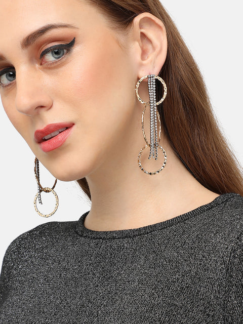 GOLD PLATED PARTY DESIGNER STONE DROP EARRING FOR WOMEN
