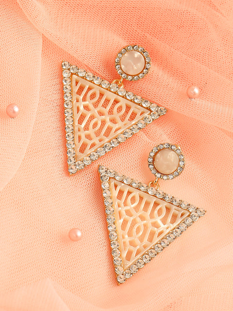 GOLD PLATED PARTY DESIGNER STONE DROP EARRING FOR WOMEN