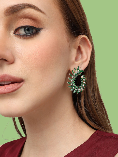 GOLD PLATED PARTY DESIGNER STONE DROP EARRING FOR WOMEN