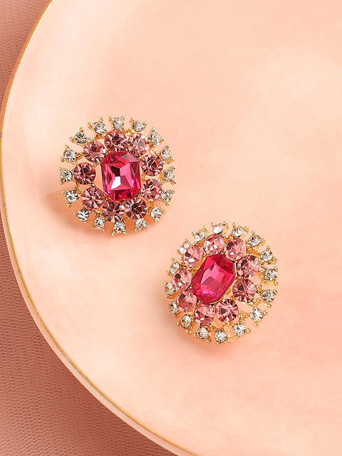 GOLD PLATED PARTY DESIGNER STONE STUD FOR WOMEN