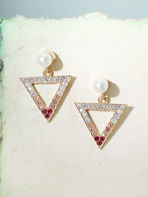 GOLD PLATED PARTY DESIGNER STONE DROP EARRING FOR WOMEN