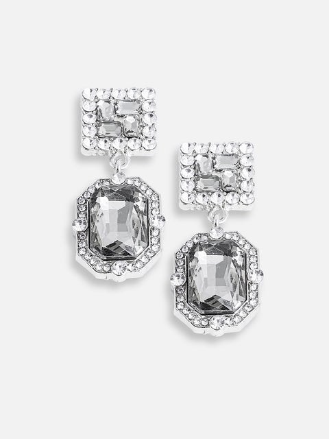 GOLD PLATED PARTY DESIGNER STONE DROP EARRING FOR WOMEN