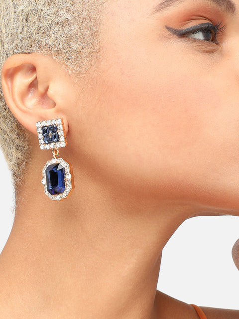 GOLD PLATED PARTY DESIGNER STONE DROP EARRING FOR WOMEN