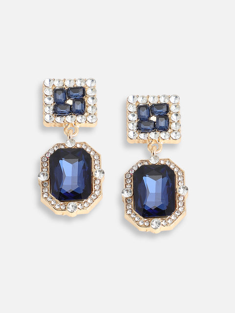 GOLD PLATED PARTY DESIGNER STONE DROP EARRING FOR WOMEN
