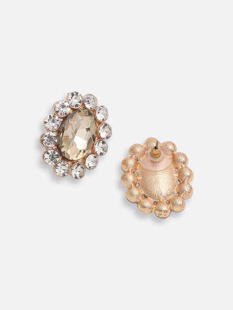 GOLD PLATED PARTY DESIGNER STONE STUD FOR WOMEN