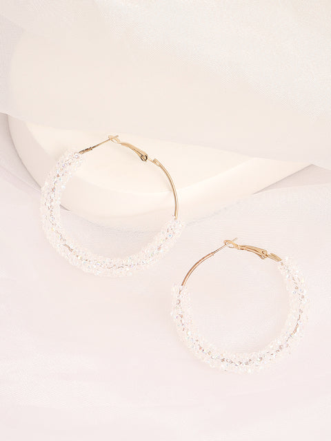 Gold Plated Designer Stone Casual Hoop Earring For Women