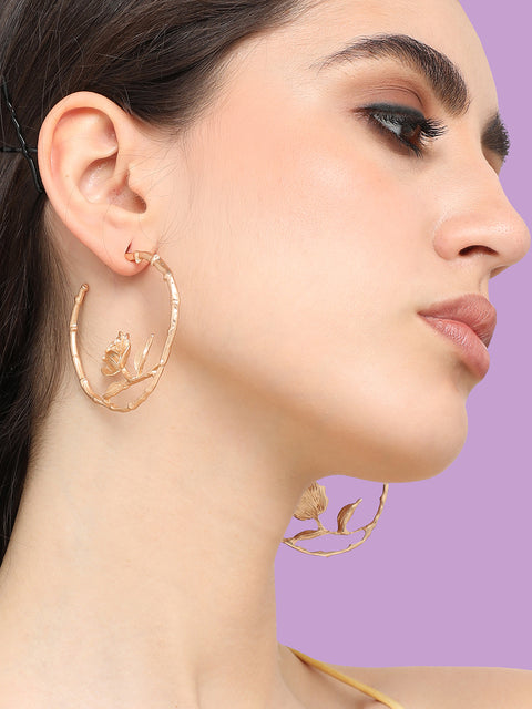 Gilded Flower Hoop Earrings