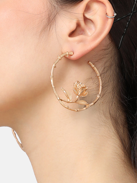 Gilded Flower Hoop Earrings