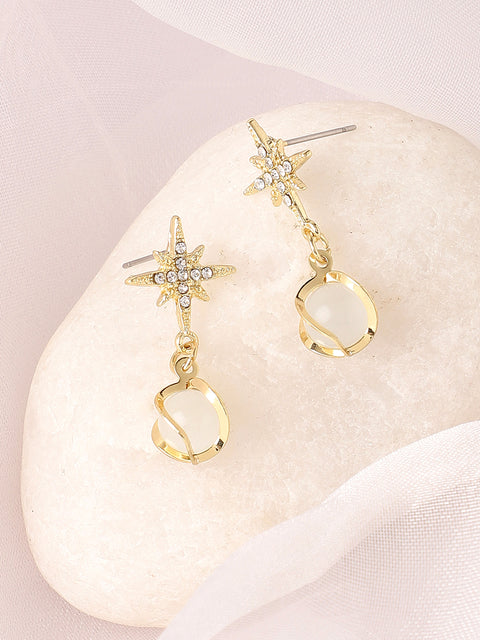 Gold Plated Designer Stone Party Drop Earring For Women