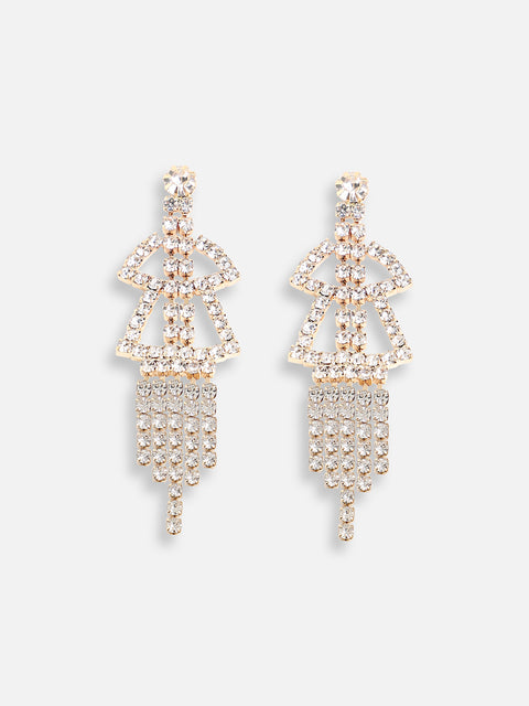 Gold Plated Designer Stone Party Drop Earring For Women