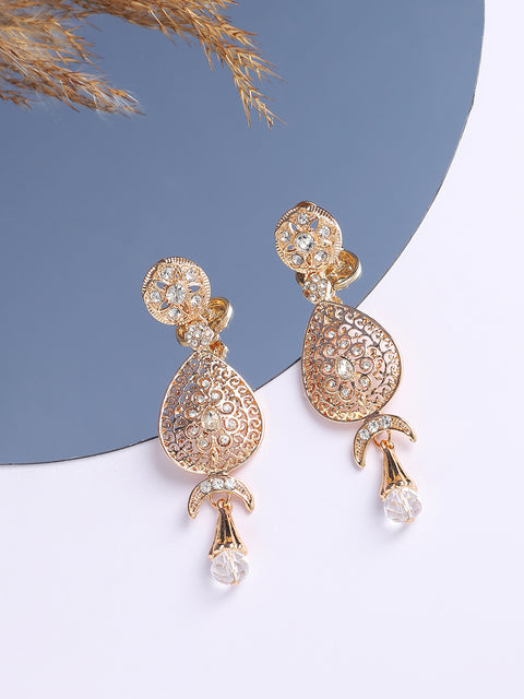 Gold Plated Designer Stone Party Drop Earring For Women