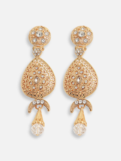 Gold Plated Designer Stone Party Drop Earring For Women
