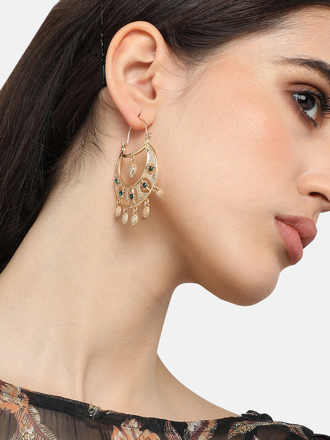 Gold Plated Designer Stone Party Drop Earring For Women