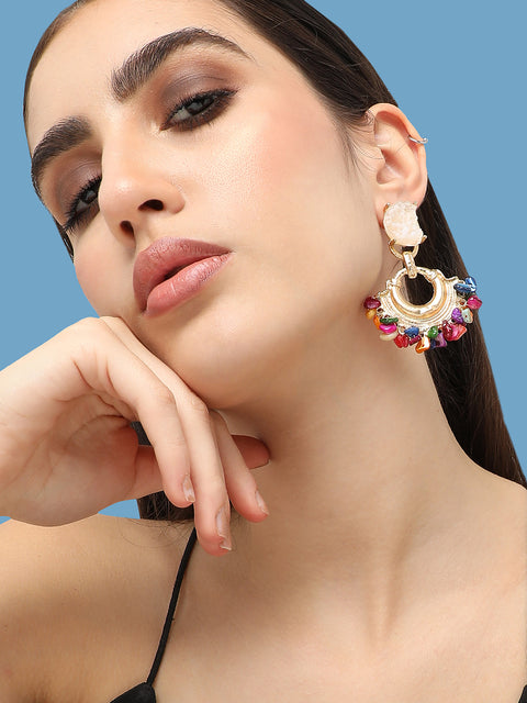 Gold Plated Designer Stone Party Drop Earring For Women