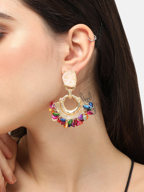 Gold Plated Designer Stone Party Drop Earring For Women