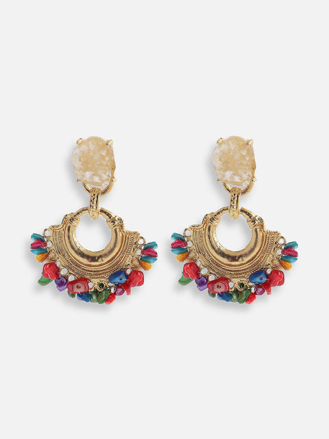 Gold Plated Designer Stone Party Drop Earring For Women