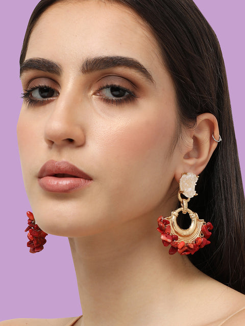 Gold Plated Designer Stone Party Drop Earring For Women