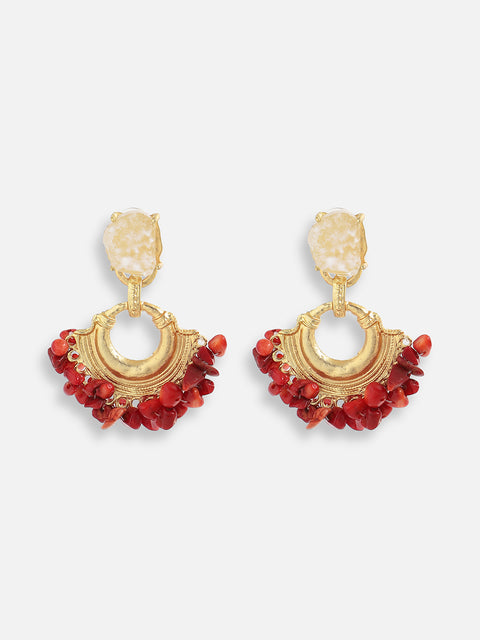 Gold Plated Designer Stone Party Drop Earring For Women