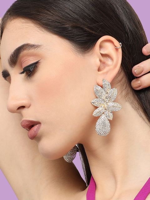 Gold Plated Designer Stone Party Drop Earring For Women