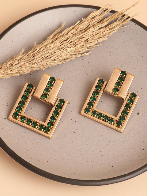 Gold Plated Designer Stone Party Drop Earring For Women