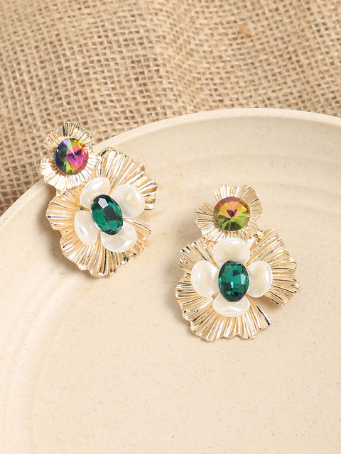 Gold Plated Designer Stone Party Drop Earring For Women