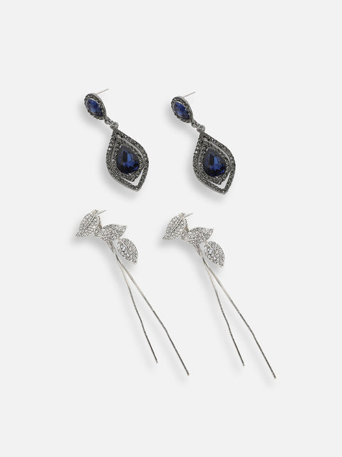 Pack Of Silver-Plated Drop Earrings