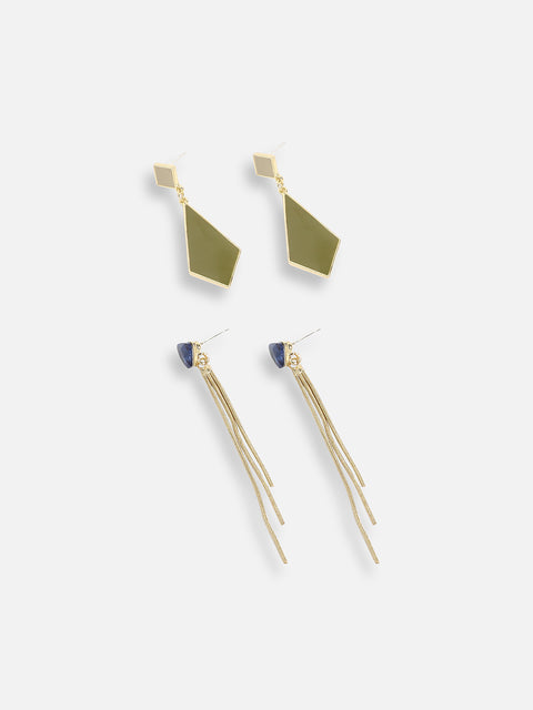 Pack Of Gold-Plated Drop Earrings