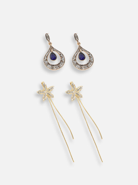 Pack Of Gold-Plated Drop Earrings